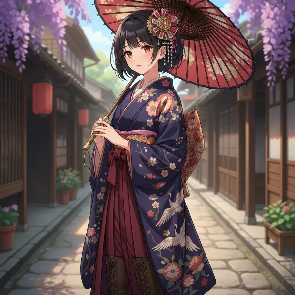 藤の路地に舞う鶴の乙女