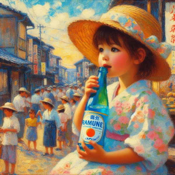 嘘絵画八百景 『ラムネを飲む少女』