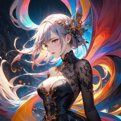 虹翼の銀髪美女