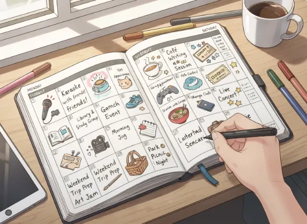 ワクワク満載の手帳ガール