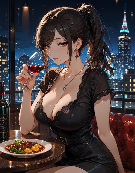 夜景の綺麗なバーと淑女