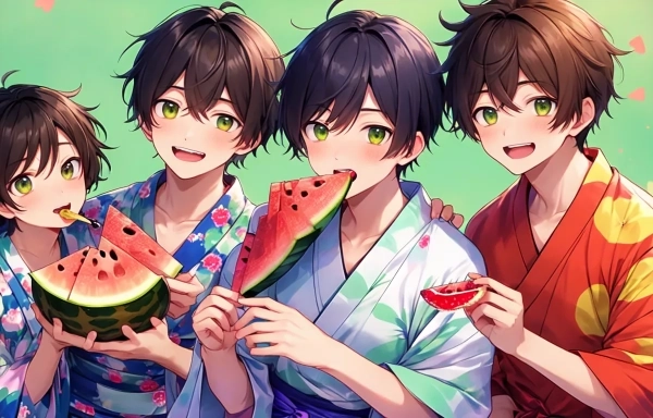 みんなでスイカ食べよ♥男子高校生版（８枚）