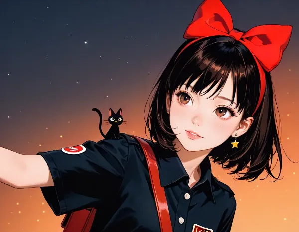 〇女の宅急便のキキとジジ　
