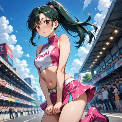 輝くピンクのレースクイーン