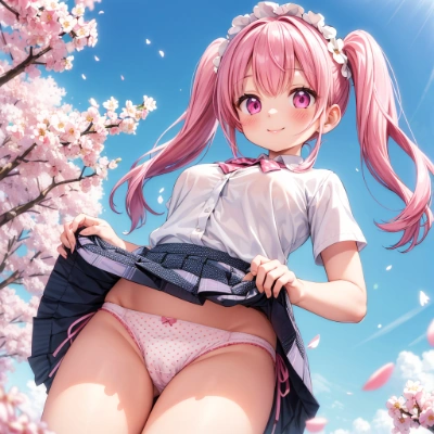 ピンク髪な娘のパンツ