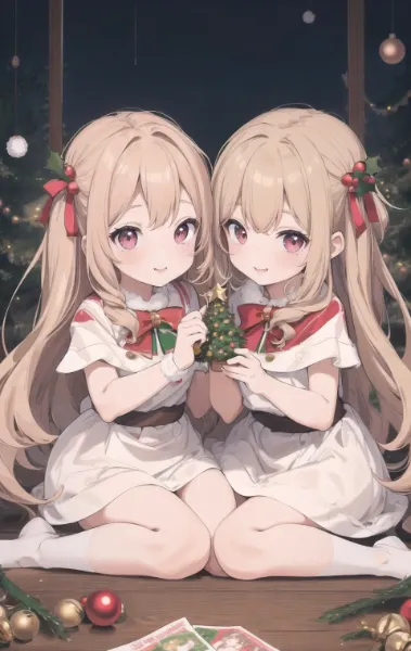 仲良く飾り付け