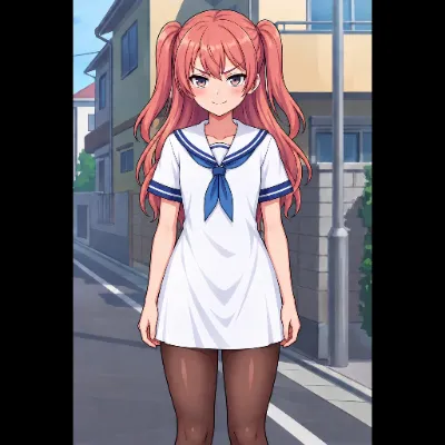 ノーパンにパンスト　スカートたくし上げ