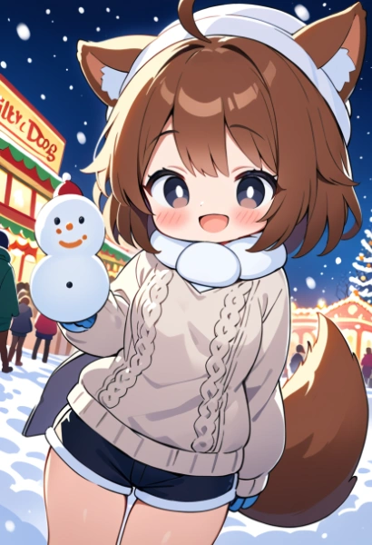 わんこと雪だるま