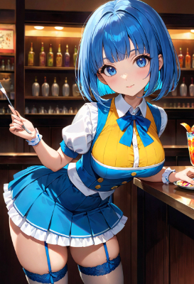 甘い物大好きな青髪さん