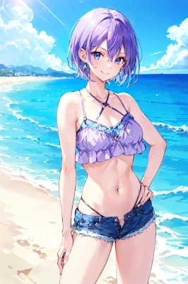 「暑いねぇ。でも海は気持ちいい！」