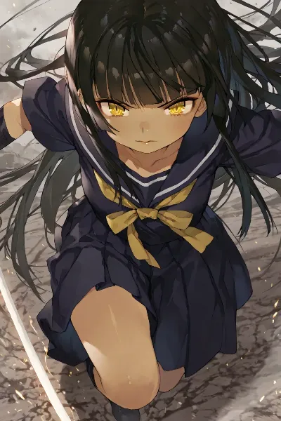 金色の瞳のセーラー服少女