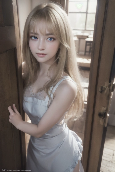 玄関で出迎える金色の髪の少女