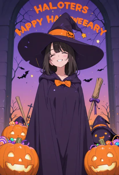笑顔の魔女と魔法のハロウィン夜