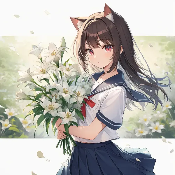 ７月の花　白色の百合