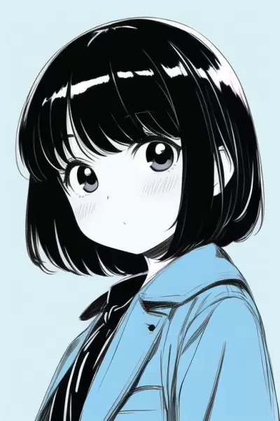 スケッチ風コートを着た女の子