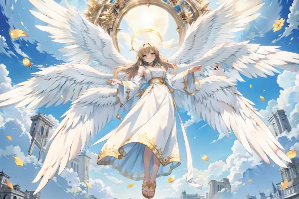 天界の守護天使、黄金の翼を広げて