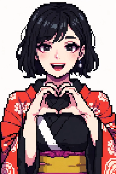 Pixel artで着物美女