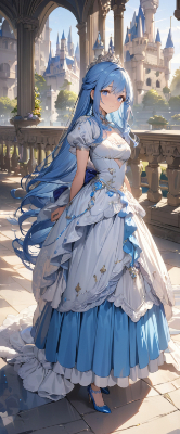 すてきなドレスの青髪お姫様