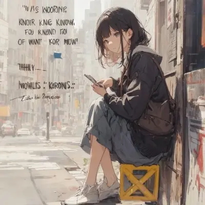 道端で座る少女