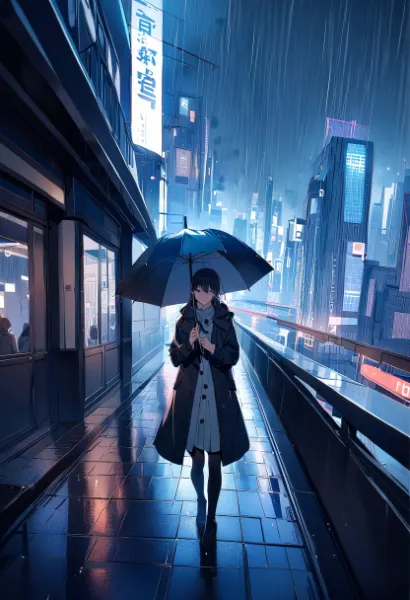 雨降る街を歩く