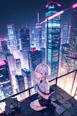 ネオンシティの屋上
