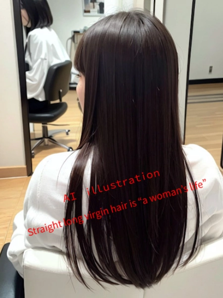 ストレートロングのバージンヘアな後ろ姿