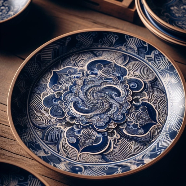 伝統の染め付け焼き