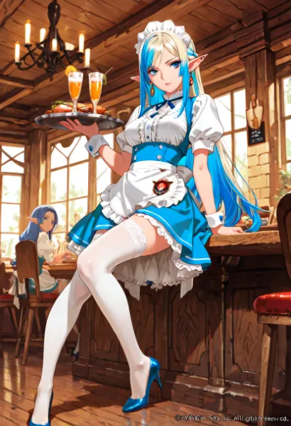 青髪エルフの魅惑的なバーシフト