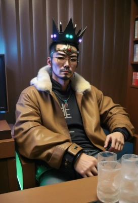 AIパワーで写真\"流山本部長\"をニューレトロサイバーパンク化