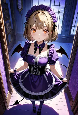 月夜の屋敷で微笑む小悪魔メイド