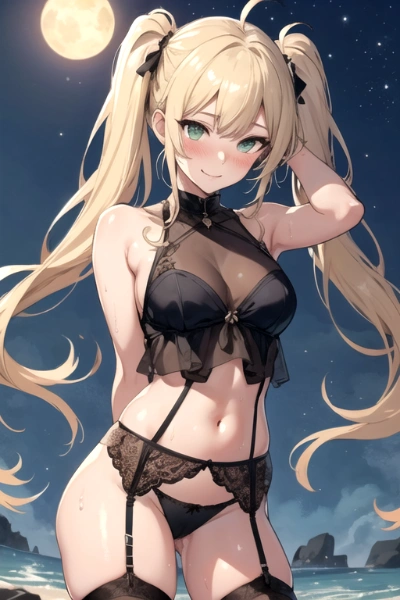 夜のツインテール娘