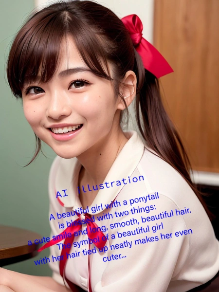 笑顔のポニーテール美少女