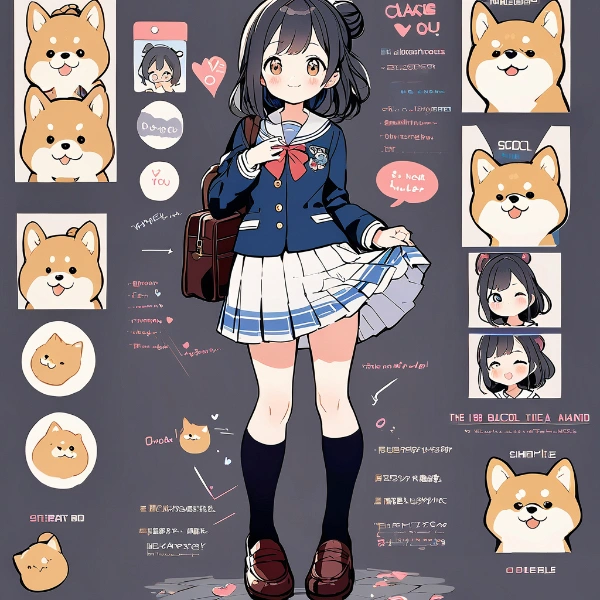 学校制服を着る女の子と柴犬🐾