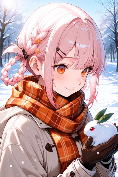 雪の森で出会った小さな友達