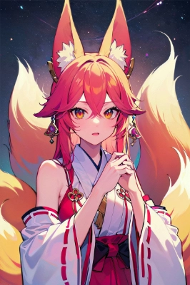 狐耳の巫女さん