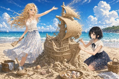【黒髪＆ブロンド】 ビーチにて