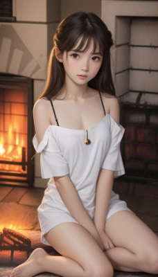 美少女と暖炉