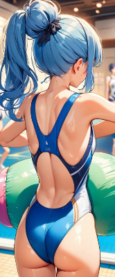 青髪さんの競泳水着