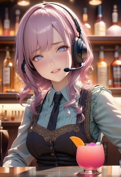 ピンクヘアのバーテンダーと深夜の囁き