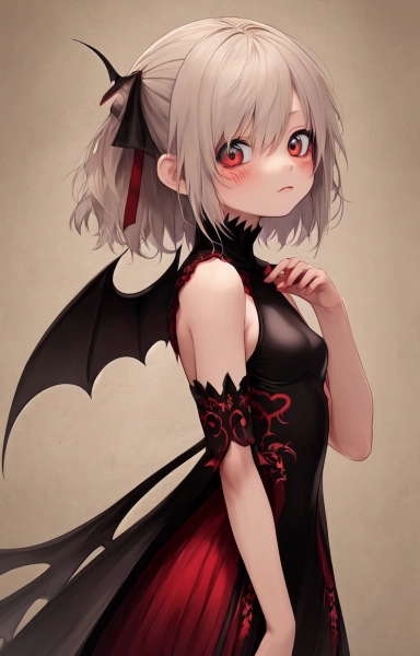 Demon girl looks at me