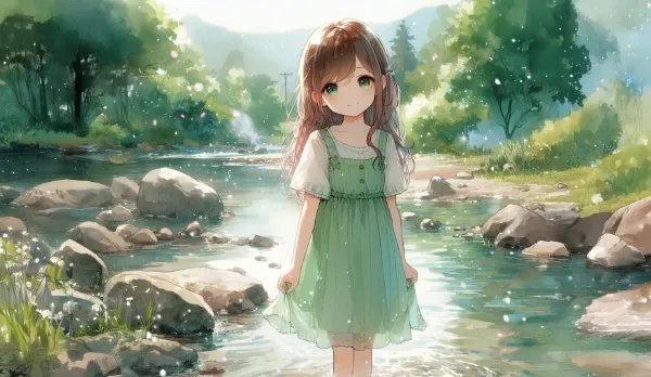 美少女ポートレイト５月 その２：新緑の河原にて（ロリバージョン）