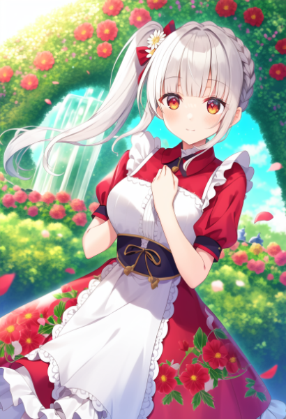 Flower Print Red Maid