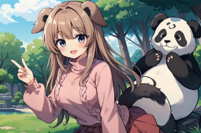 パンダと犬耳少女
