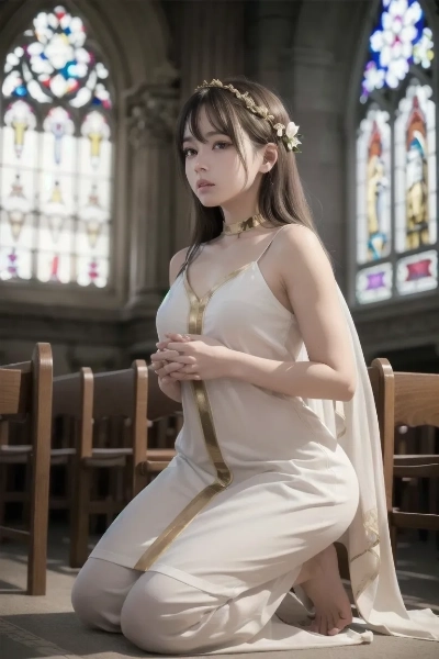 教会で祈りを捧げる少女