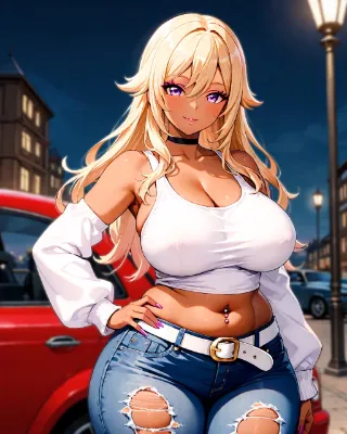 夜街の魅惑的金髪美女