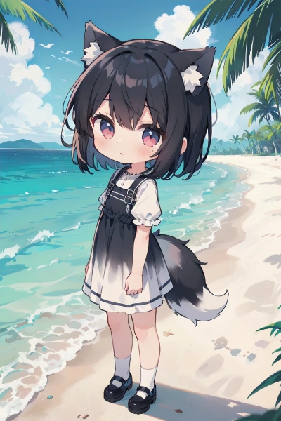 水辺のおおかみ娘