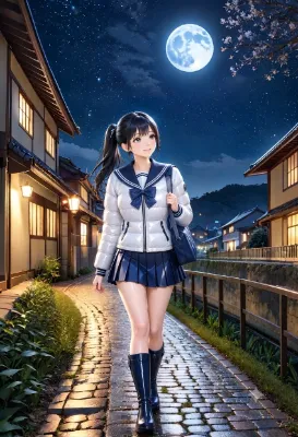 帰り道で見上げる月