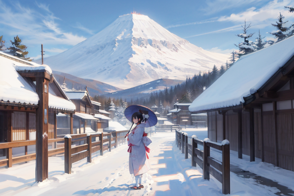 雪景色の中の和装少女其之四