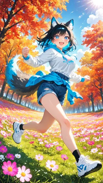 🐺 秋桜 〜花畑の向こうまで競争な！！〜🌸