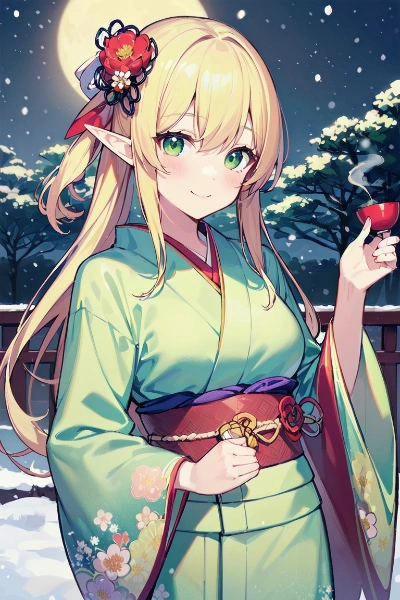 食べ歩きエルフ・雪見酒